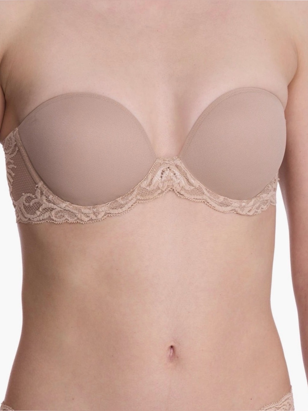 Natori Feathers Lace Plunge Strapless Bra - Cafe- 34C